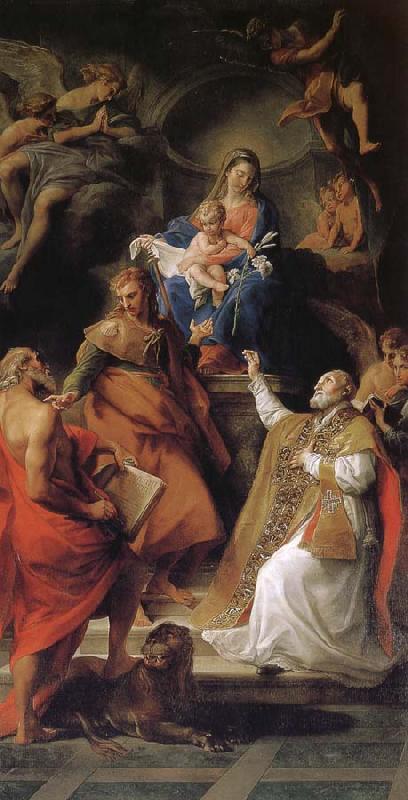 Pompeo Batoni Mary, Saint infant and Saint outstanding prosperous, Zhan Mushi Meiye, Philip Sweden oil painting art